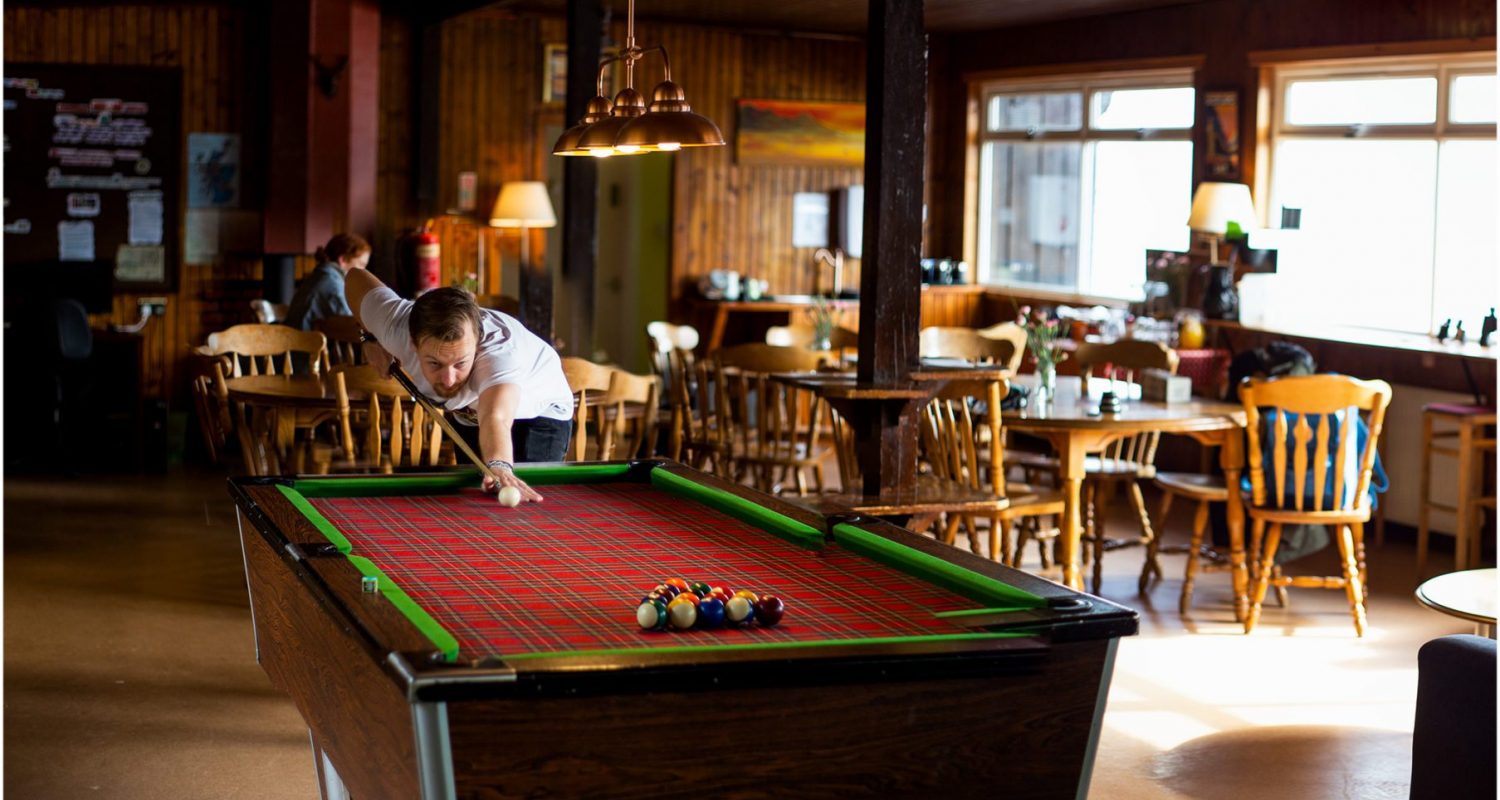 Pool table of Lochside Hostel