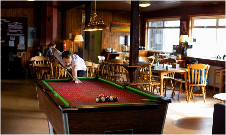 Pool table of Lochside Hostel