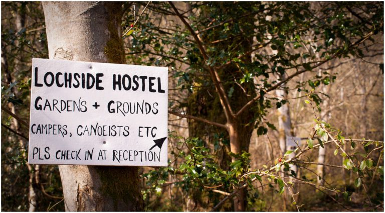 Sign at Lochside Hostel