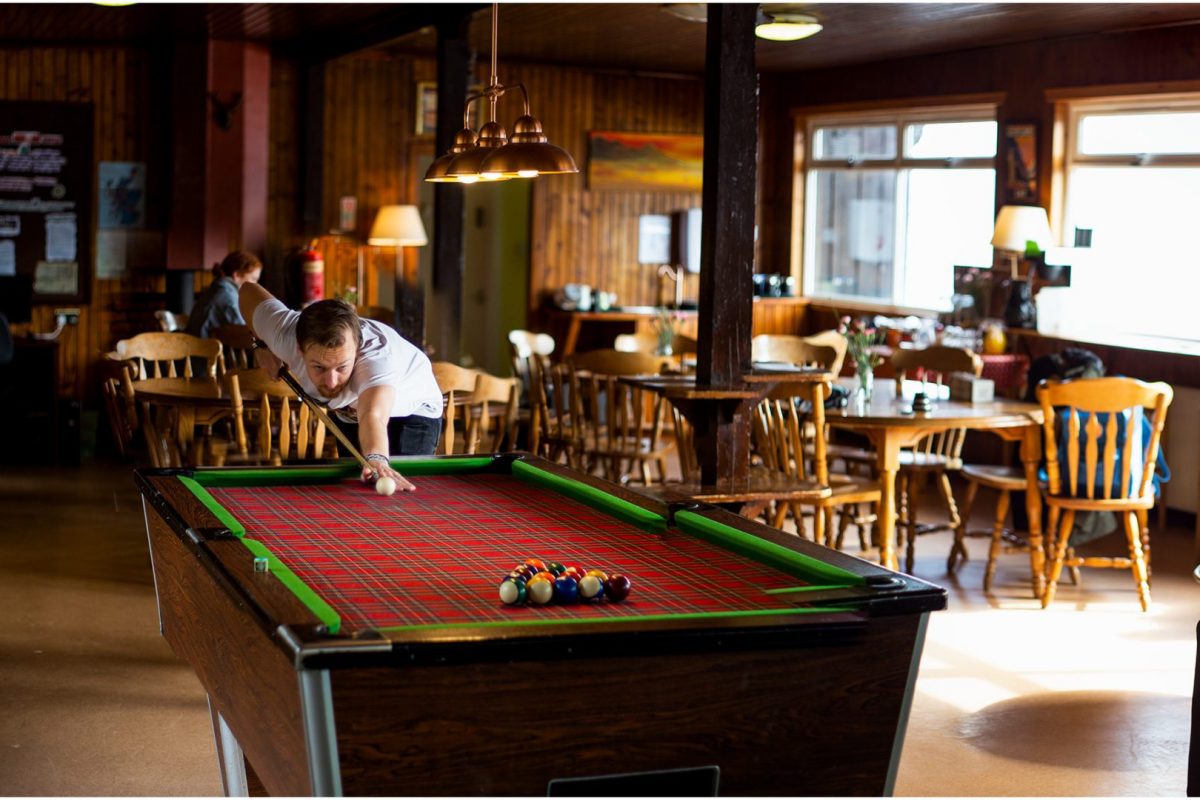 Pool table of Lochside Hostel